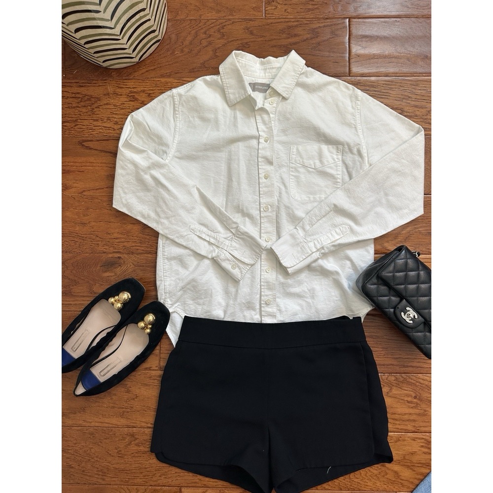 Everlane Womens Size 00 White Cotton Oxford Long Sleeve Button Down Shirt